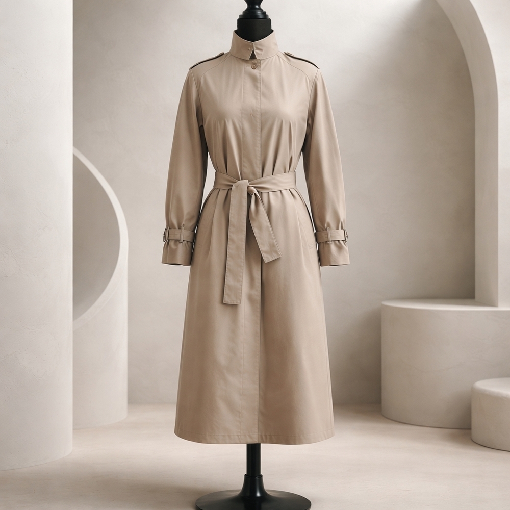London Fog Trench Coat 8 Petite Military Inspired Tan Lined
